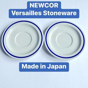 VINTAGE NEWCOR Versailles Stoneware Saucer Plates White Blue 6 1/4” Set of 2 NEW